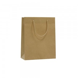 Luxe papieren draagtas katoenen koorden omgeslagen bovenrand bruin gerecycled - 22x10x27,5+5 cm -0