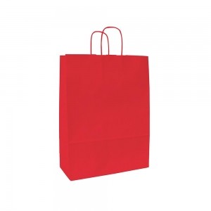 Papieren draagtas gedraaide handgreep - Wit kraft - Rood - 15x8x20 cm-0