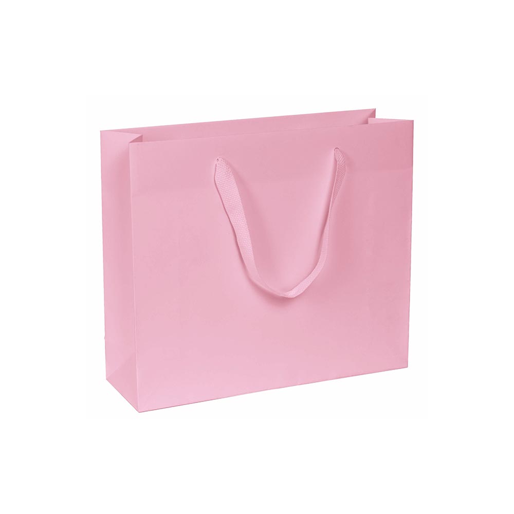 Laptop huurling lichten Luxe papieren draagtas - katoenen linten - omgeslagen bovenrand - Roze -  Draagtasonline