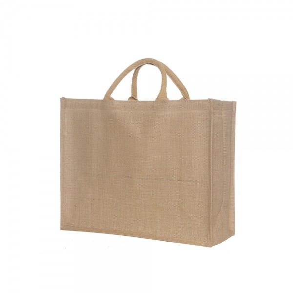 Jute draagtas gewatteerde handgrepen - Naturel - 43x18x35 cm