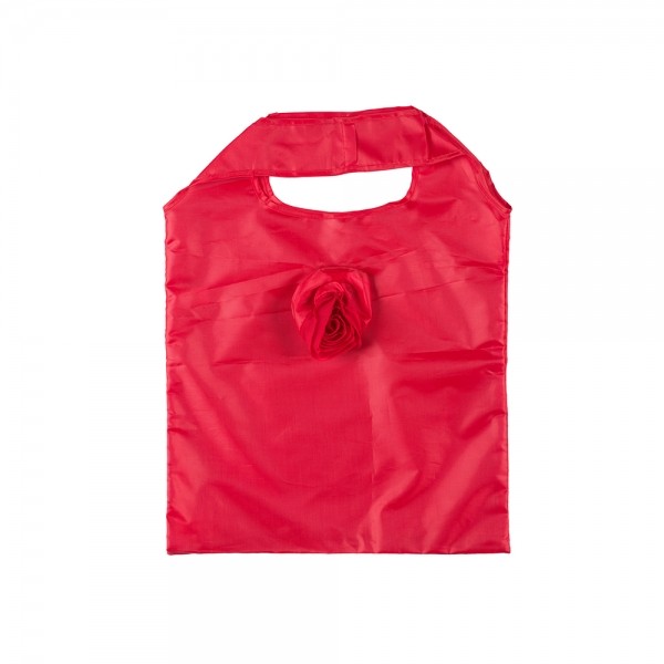 Opvouwbare polyester draagtas roosmotief - Rood - 37x38 cm
