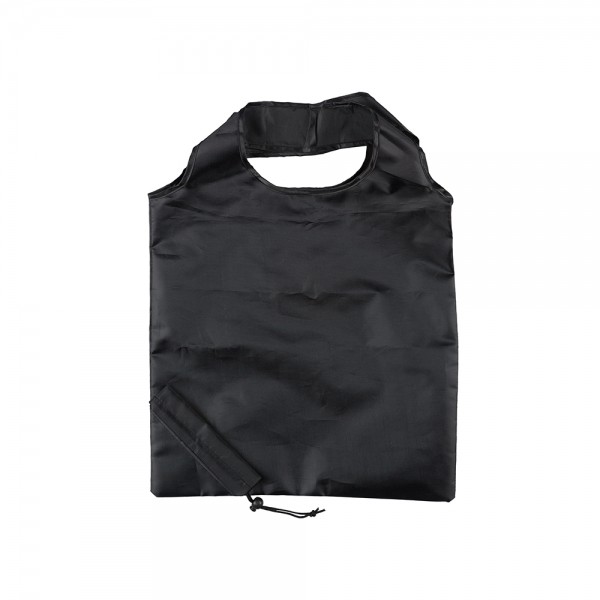 Opvouwbare polyester draagtas trekkoordsluiting - Zwart - 37x38 cm